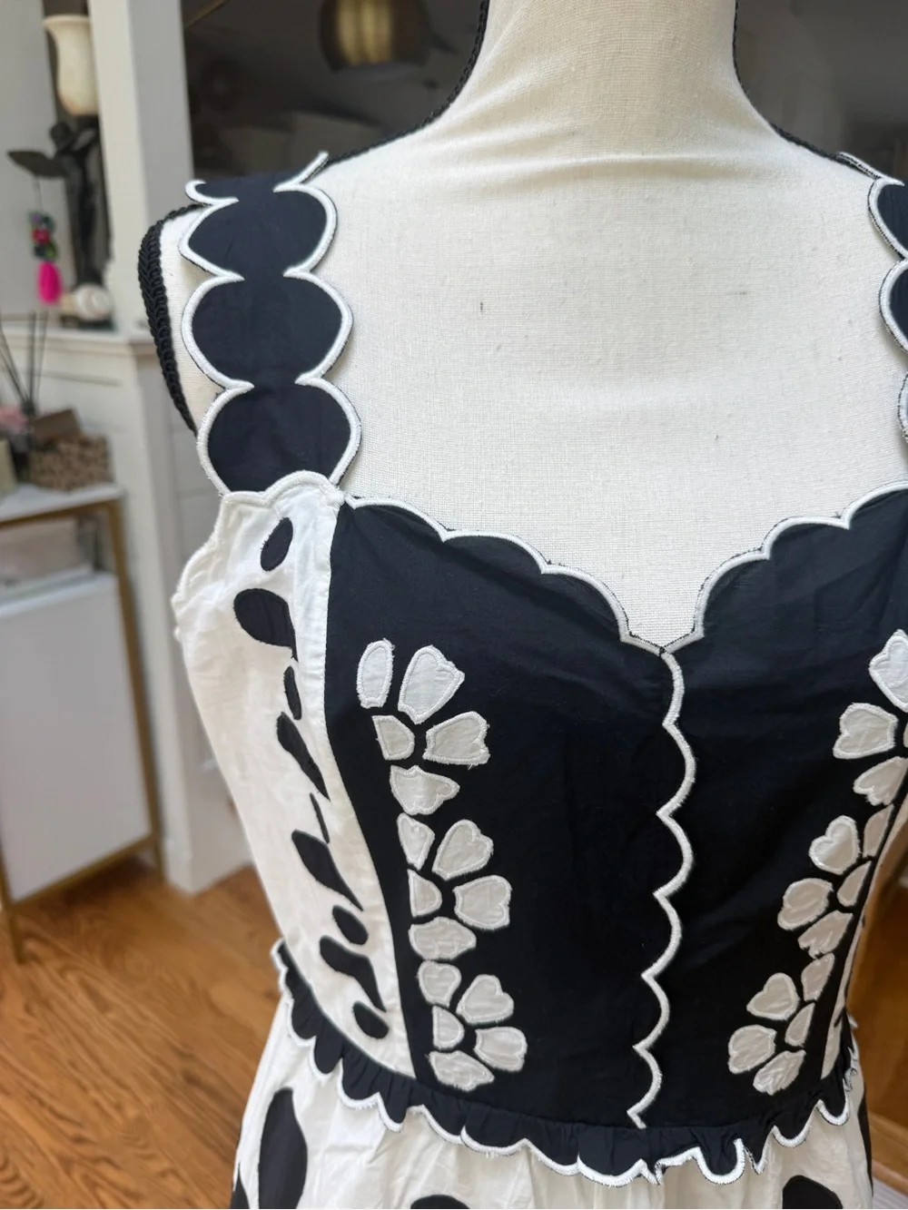 NWT FARM Rio Black & White Floral Tiered Maxi Cotton Dress Size M New
